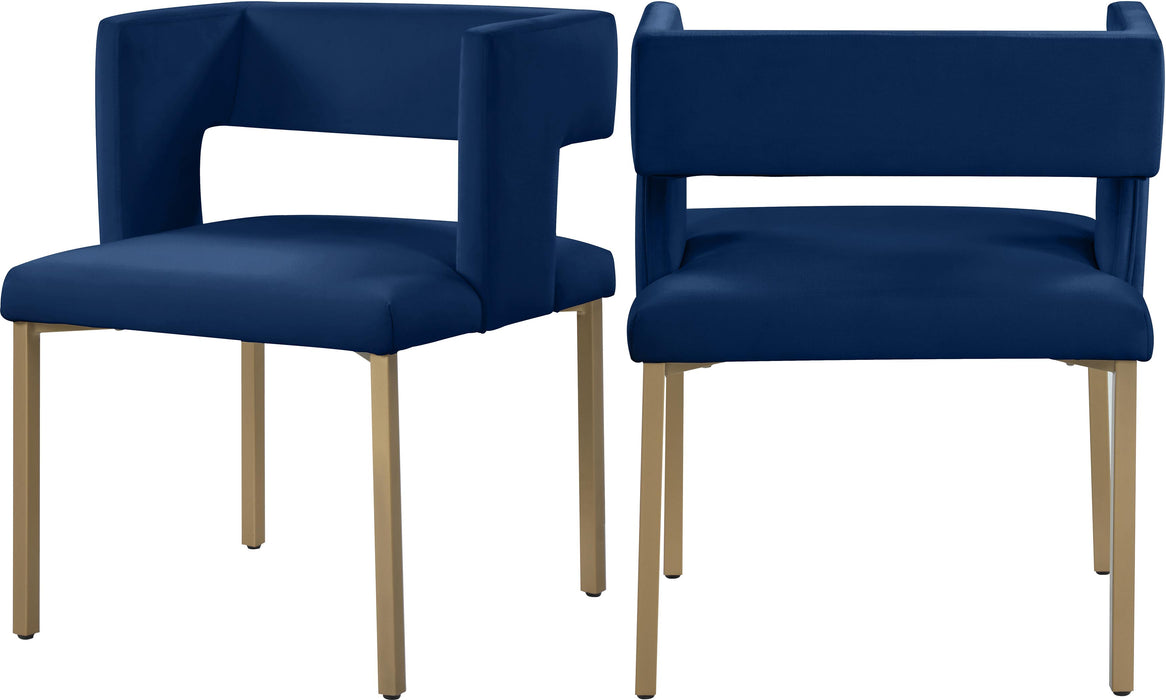 Caleb Navy Velvet Dining Chair - Bargain Furniture (Detroit, MI)