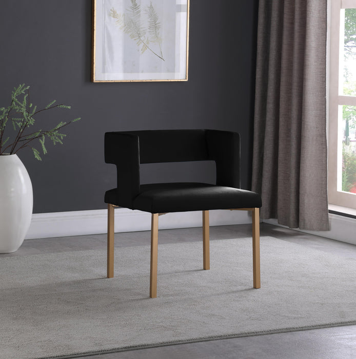 Caleb Black Velvet Dining Chair - Bargain Furniture (Detroit, MI)