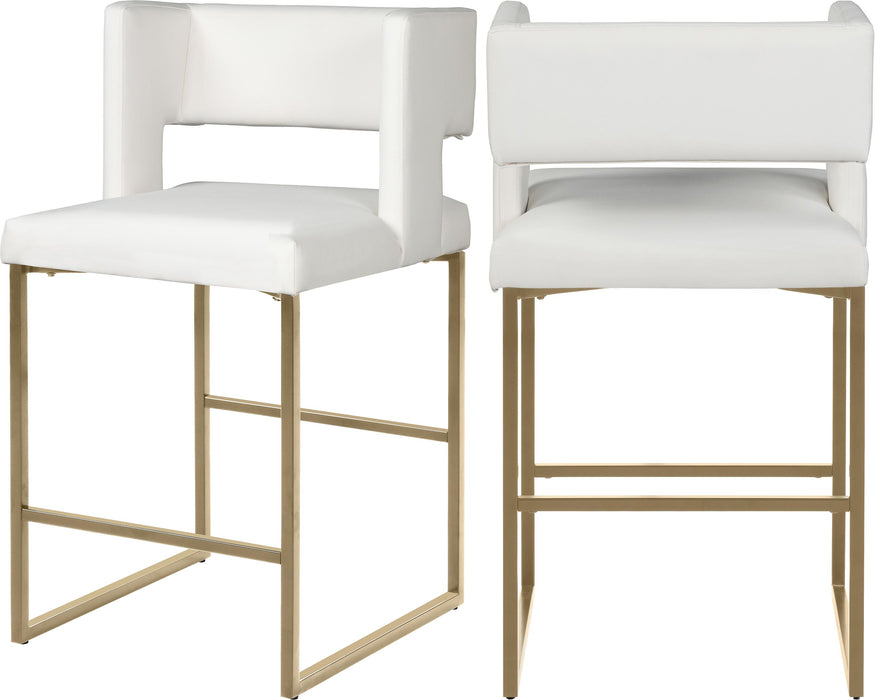 Caleb White Faux Leather Counter Stool - Bargain Furniture (Detroit, MI)