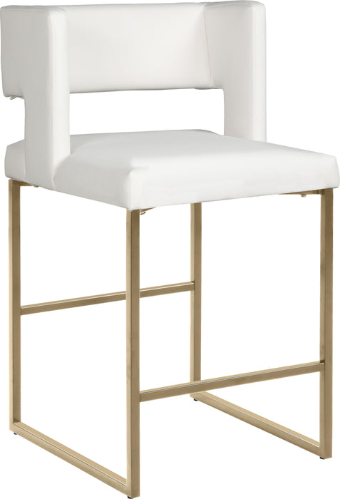 Caleb White Faux Leather Counter Stool - Bargain Furniture (Detroit, MI)