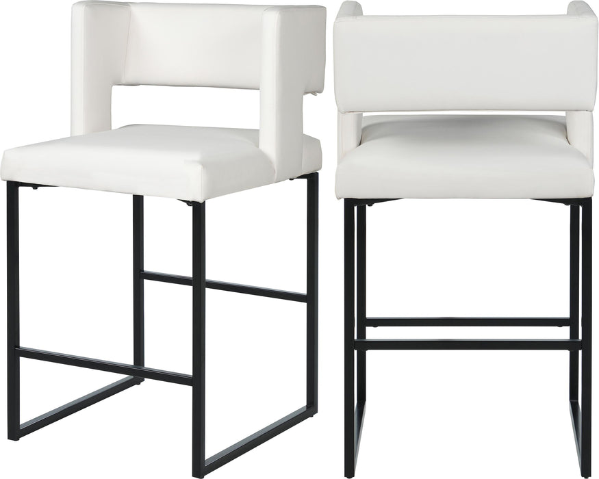 Caleb White Faux Leather Counter Stool - Bargain Furniture (Detroit, MI)