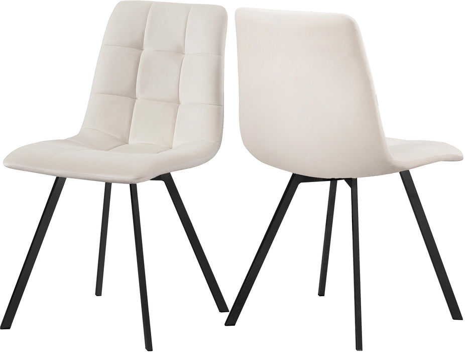 Annie Cream Velvet Dining Chair - Bargain Furniture (Detroit, MI)
