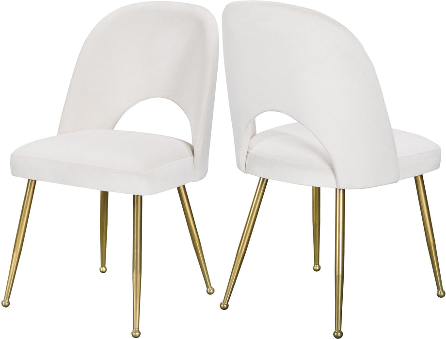 Logan Cream Velvet Dining Chair - Bargain Furniture (Detroit, MI)