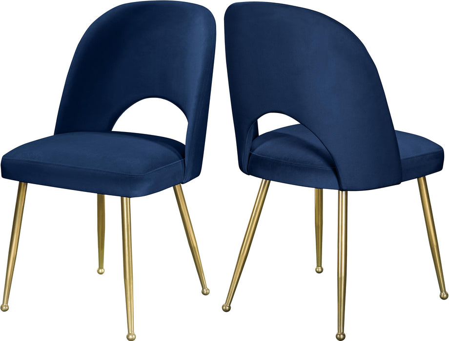 Logan Navy Velvet Dining Chair - Bargain Furniture (Detroit, MI)