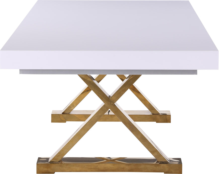 Excel White Lacquer Extendable Dining Table (3 Boxes) - Bargain Furniture (Detroit, MI)