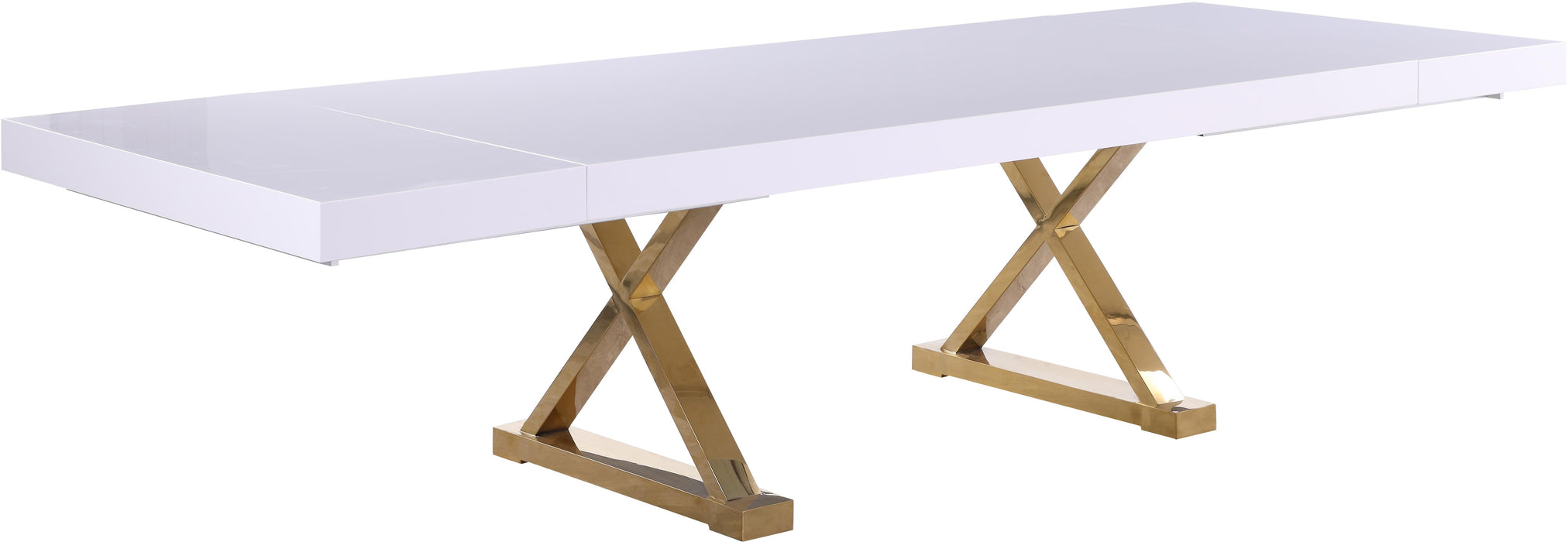 Excel White Lacquer Extendable Dining Table (3 Boxes) - Bargain Furniture (Detroit, MI)