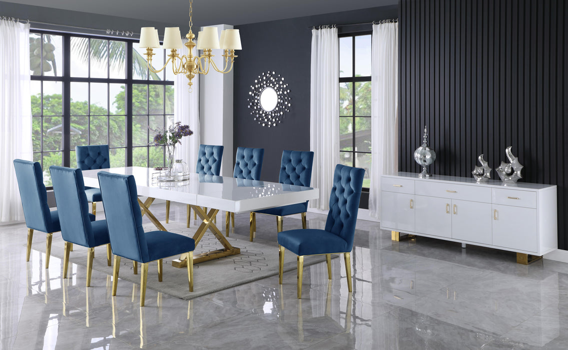 Excel White Lacquer Extendable Dining Table (3 Boxes) - Bargain Furniture (Detroit, MI)