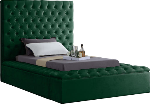 Bliss Green Velvet Twin Bed (3 Boxes) - Bargain Furniture (Detroit, MI)