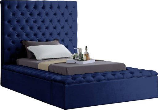 Bliss Navy Velvet Twin Bed (3 Boxes) - Bargain Furniture (Detroit, MI)