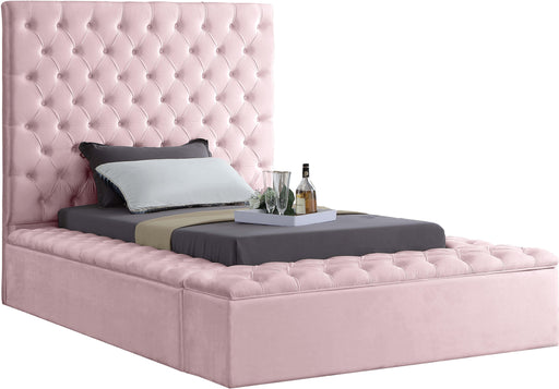 Bliss Pink Velvet Twin Bed (3 Boxes) - Bargain Furniture (Detroit, MI)
