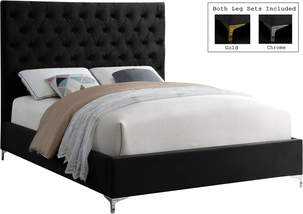 Cruz Black Velvet Full Bed - Bargain Furniture (Detroit, MI)