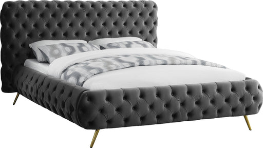 Delano Grey Velvet King Bed - Bargain Furniture (Detroit, MI)