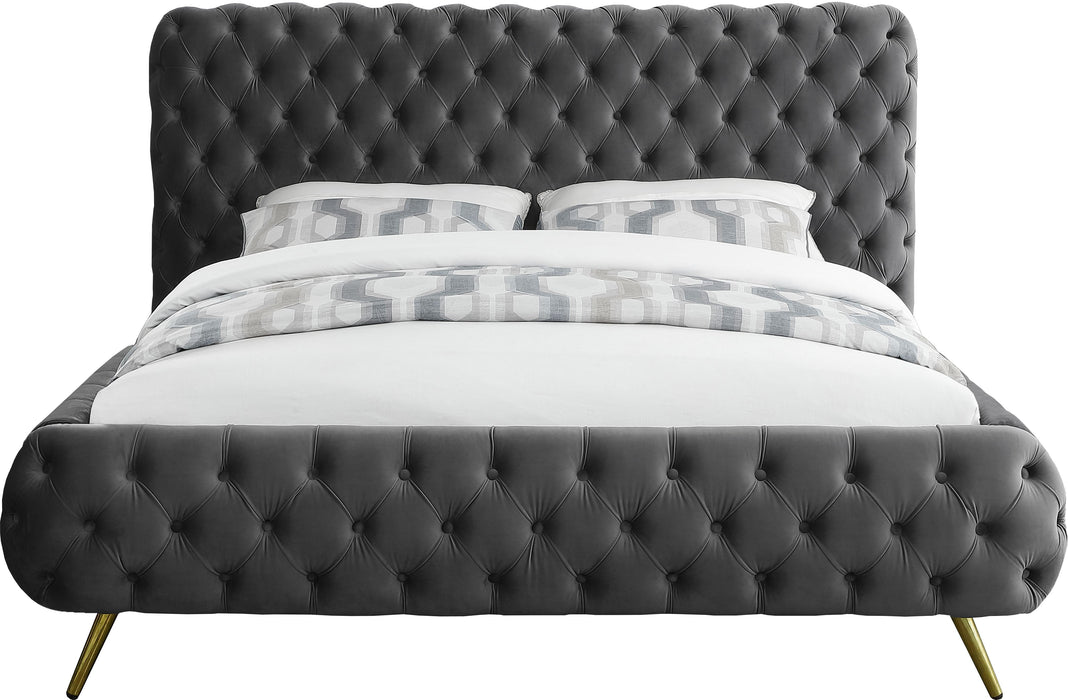 Delano Grey Velvet King Bed - Bargain Furniture (Detroit, MI)