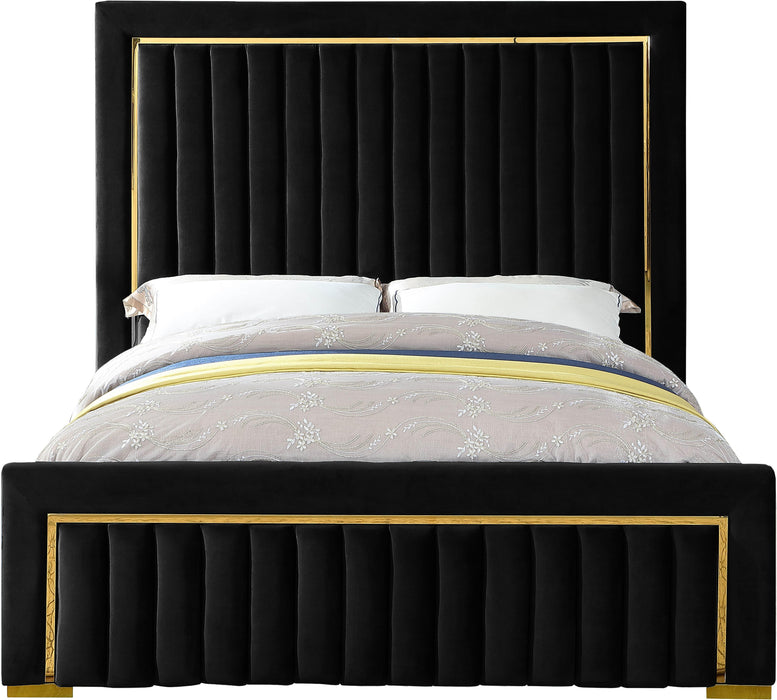 Dolce Black Velvet King Bed (3 Boxes) - Bargain Furniture (Detroit, MI)