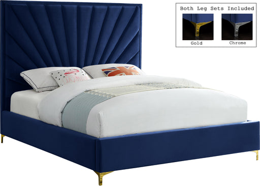 Eclipse Navy Velvet Full Bed - Bargain Furniture (Detroit, MI)