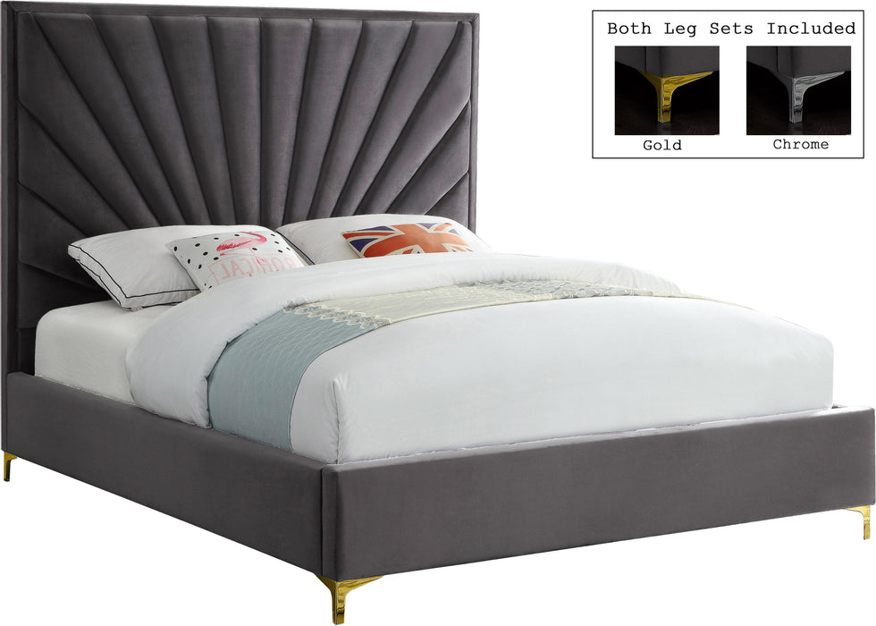 Eclipse Grey Velvet Queen Bed - Bargain Furniture (Detroit, MI)