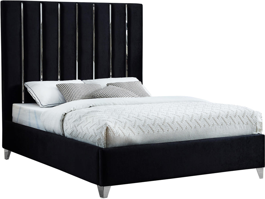Enzo Black Velvet King Bed - Bargain Furniture (Detroit, MI)