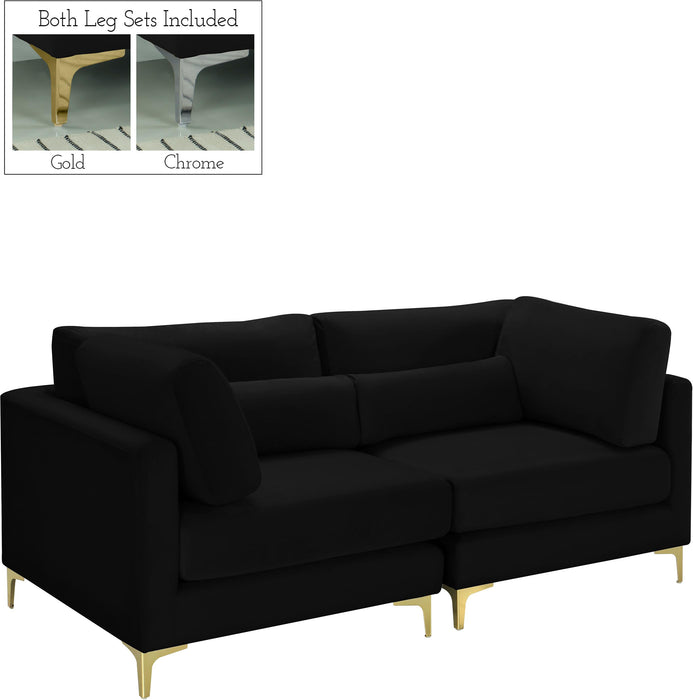 Julia Black Velvet Modular Sofa - Bargain Furniture (Detroit, MI)