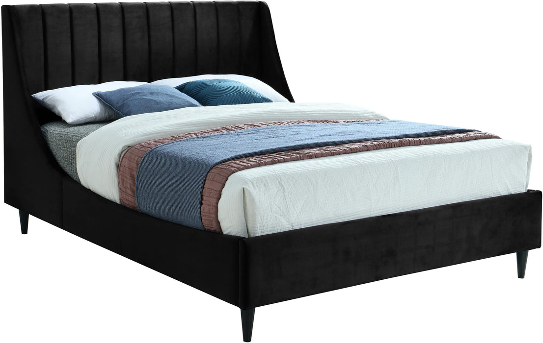 Eva Black Velvet King Bed - Bargain Furniture (Detroit, MI)