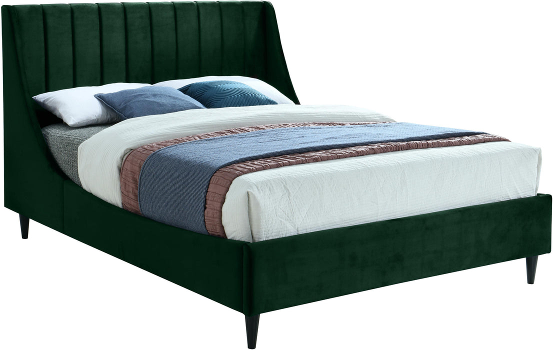 Eva Green Velvet Queen Bed - Bargain Furniture (Detroit, MI)