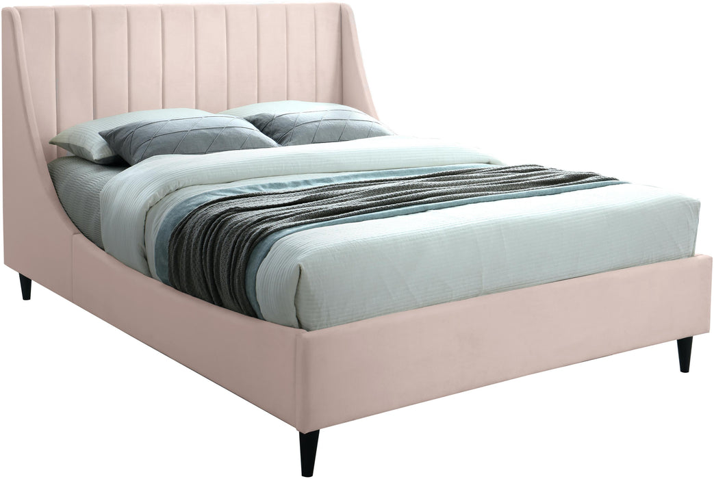 Eva Pink Velvet Queen Bed - Bargain Furniture (Detroit, MI)
