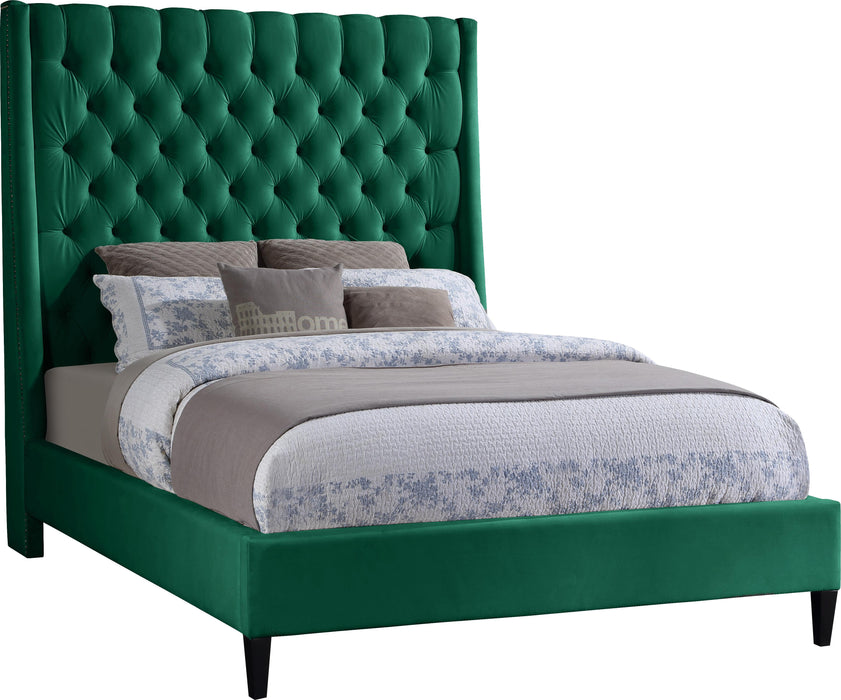 Fritz Green Velvet King Bed - Bargain Furniture (Detroit, MI)