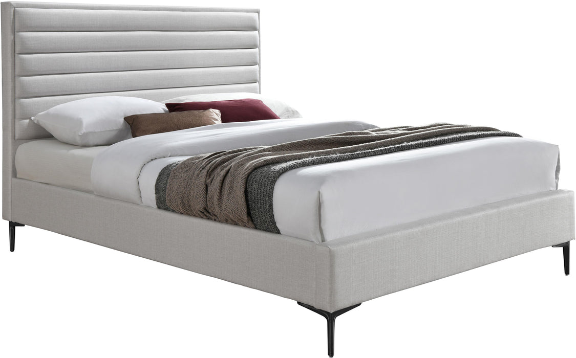 Hunter Cream Linen Queen Bed - Bargain Furniture (Detroit, MI)