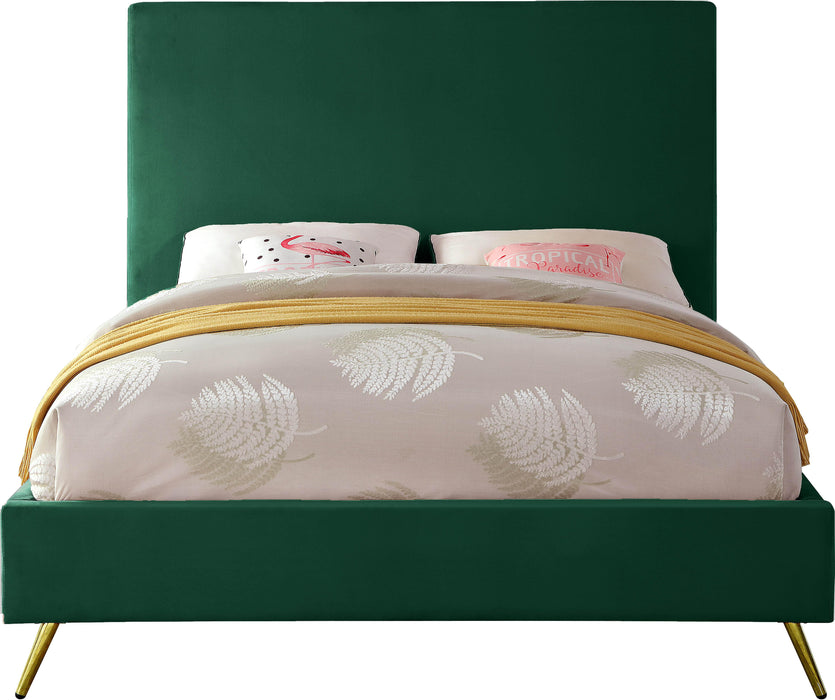 Jasmine Green Velvet Queen Bed - Bargain Furniture (Detroit, MI)