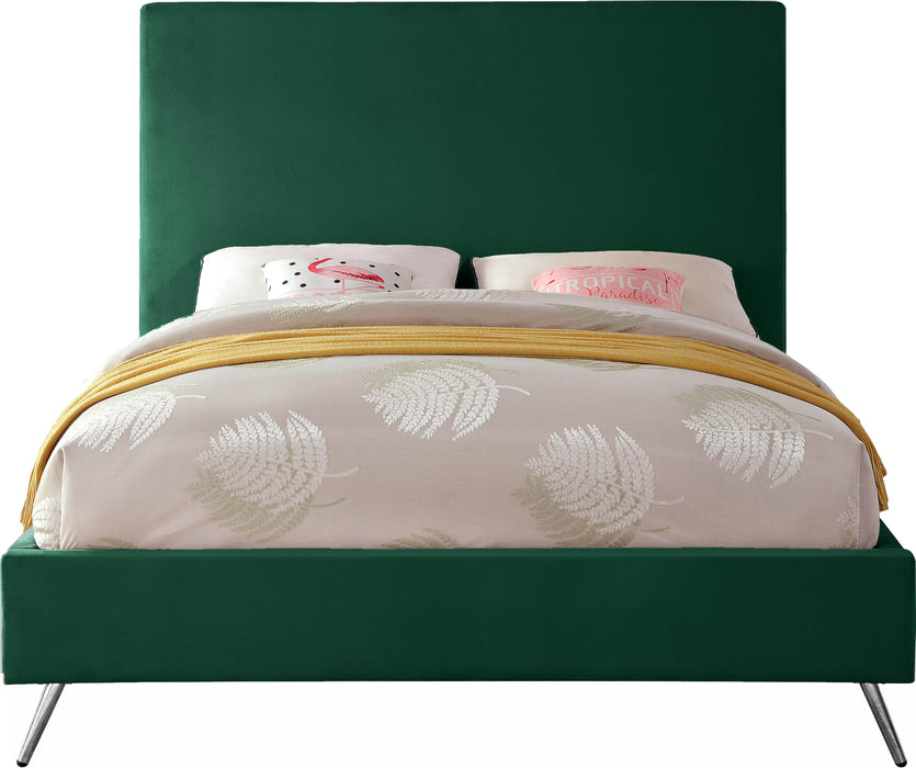 Jasmine Green Velvet Queen Bed - Bargain Furniture (Detroit, MI)