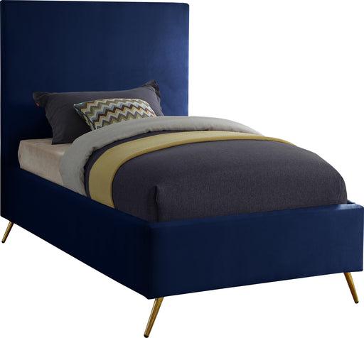 Jasmine Navy Velvet Twin Bed - Bargain Furniture (Detroit, MI)