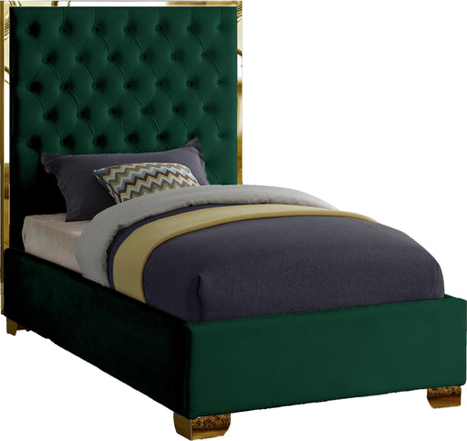 Lana Green Velvet Twin Bed - Bargain Furniture (Detroit, MI)