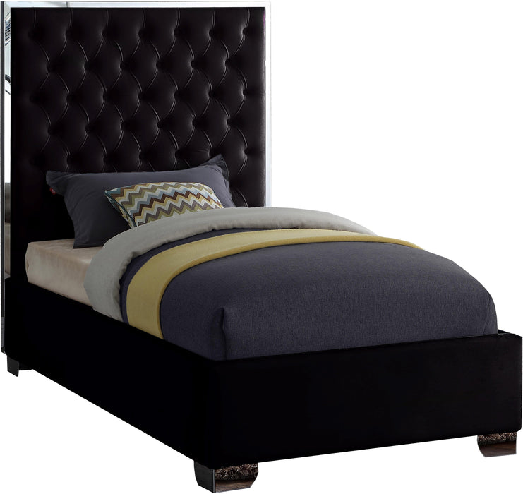 Lexi Black Velvet Twin Bed - Bargain Furniture (Detroit, MI)