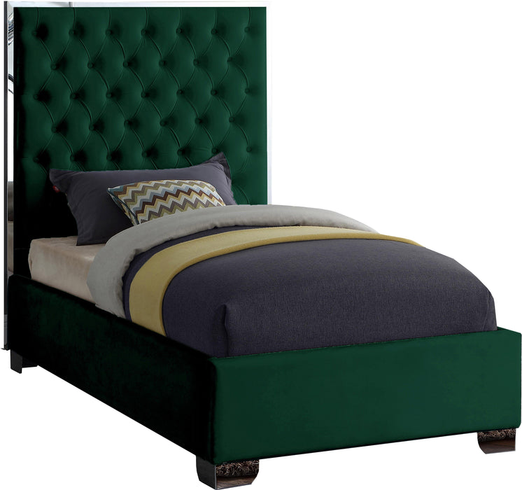 Lexi Green Velvet Twin Bed - Bargain Furniture (Detroit, MI)