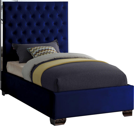Lexi Navy Velvet Twin Bed - Bargain Furniture (Detroit, MI)
