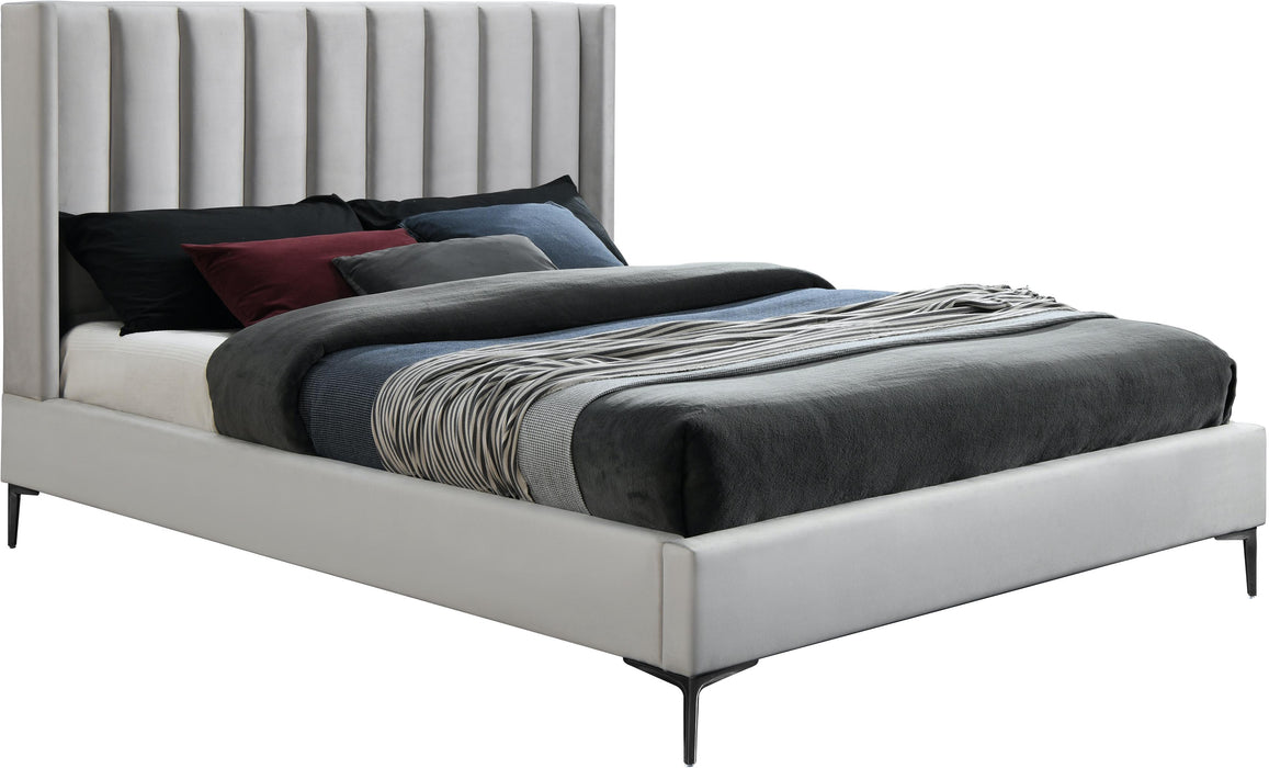 Nadia Cream Velvet King Bed - Bargain Furniture (Detroit, MI)