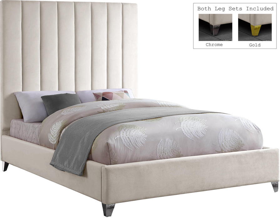 Via Cream Velvet Full Bed - Bargain Furniture (Detroit, MI)