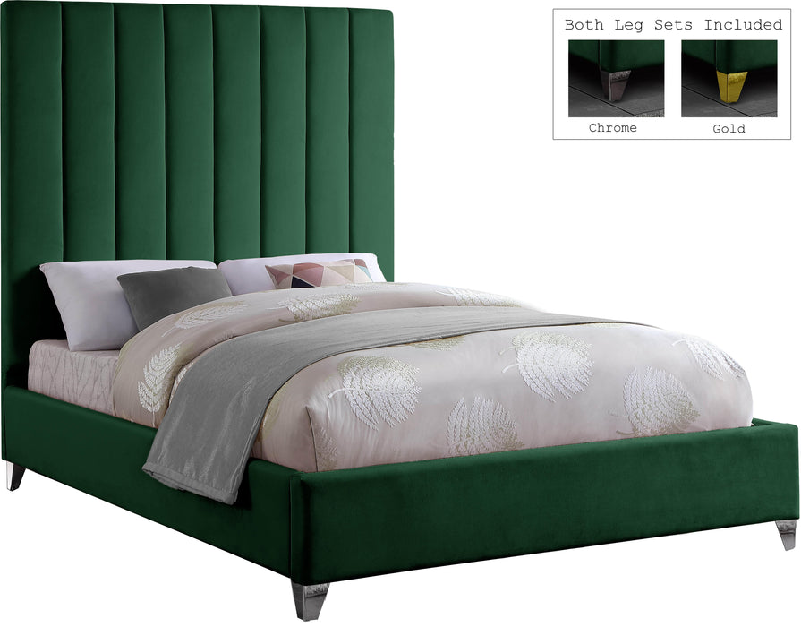 Via Green Velvet Full Bed - Bargain Furniture (Detroit, MI)
