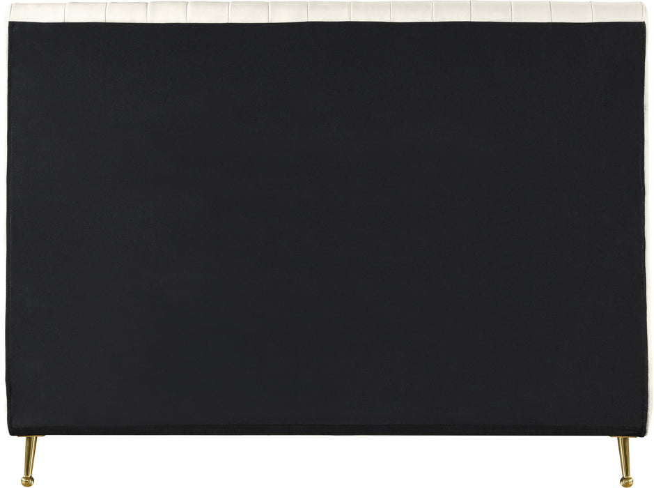 Zara Cream Velvet Full Bed (3 Boxes) - Bargain Furniture (Detroit, MI)