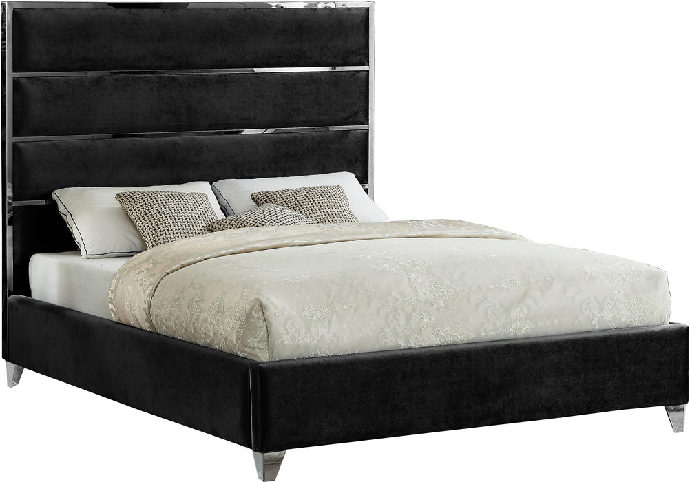 Zuma Black Velvet King Bed - Bargain Furniture (Detroit, MI)