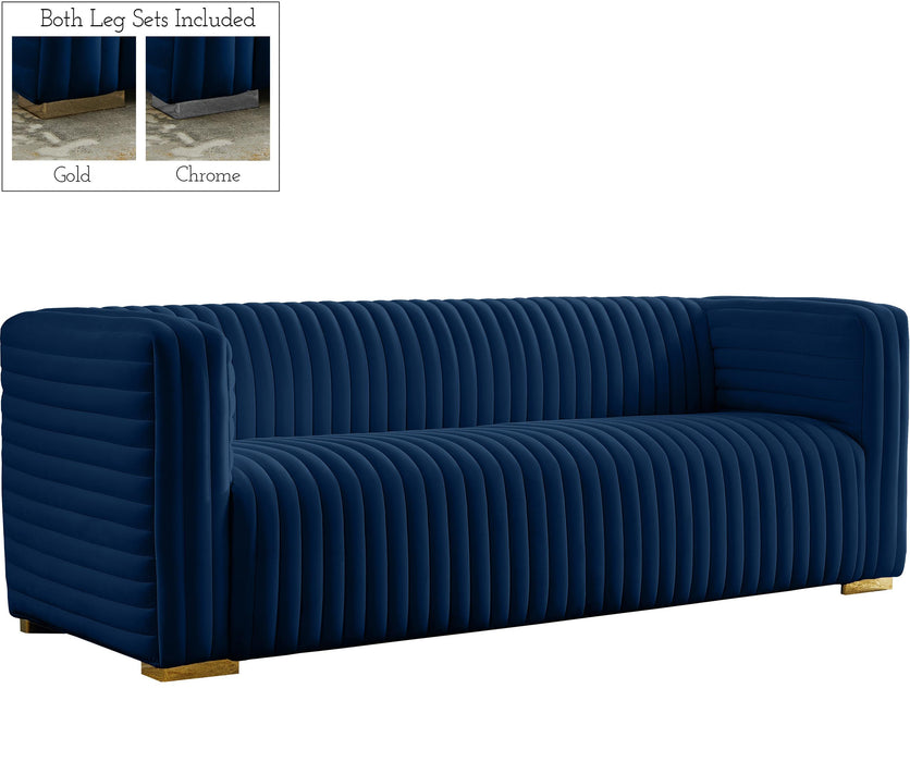 Ravish Navy Velvet Sofa - Bargain Furniture (Detroit, MI)