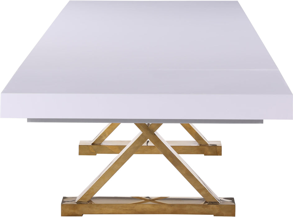 Excel White Lacquer Extendable Dining Table (3 Boxes) - Bargain Furniture (Detroit, MI)