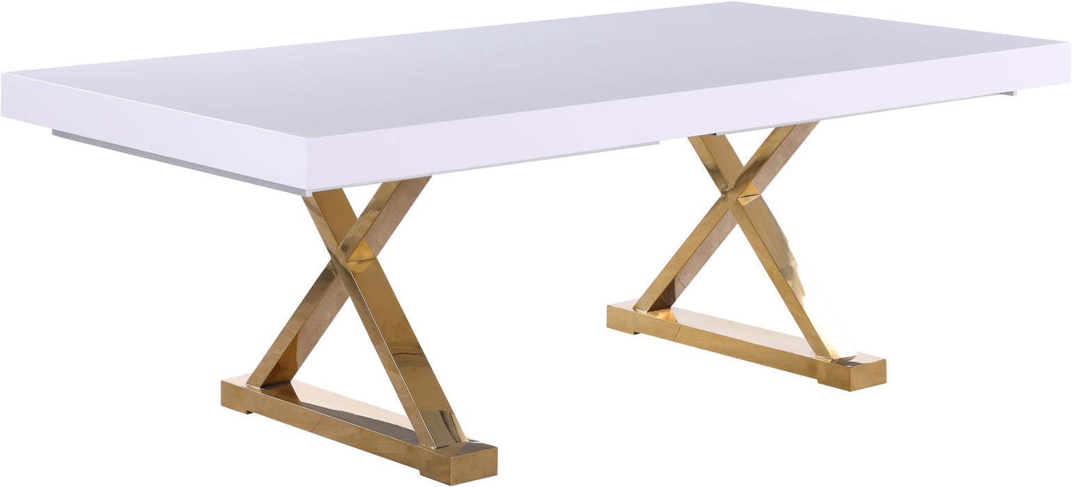 Excel White Lacquer Extendable Dining Table (3 Boxes) - Bargain Furniture (Detroit, MI)