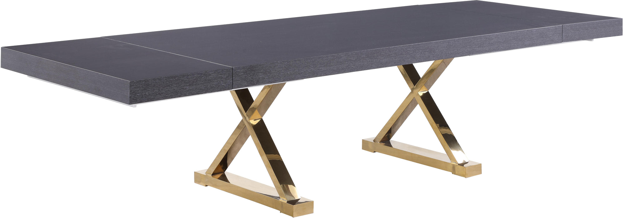 Excel Grey Oak Veneer Lacquer Extendable Dining Table (3 Boxes) - Bargain Furniture (Detroit, MI)