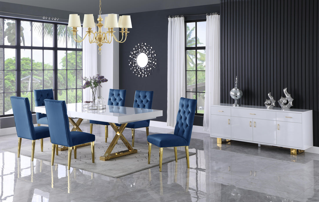 Excel White Lacquer Extendable Dining Table (3 Boxes) - Bargain Furniture (Detroit, MI)