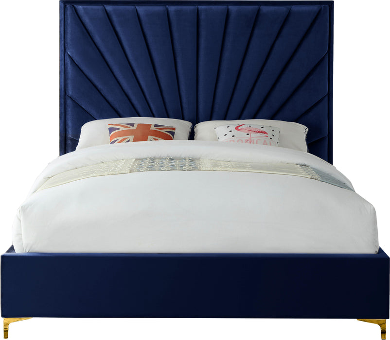 Eclipse Navy Velvet Full Bed - Bargain Furniture (Detroit, MI)