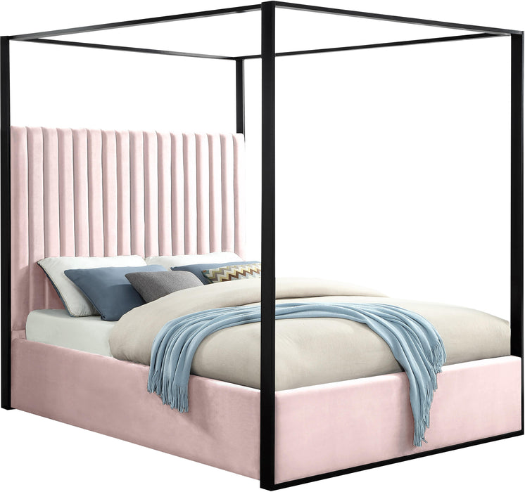 Jax Pink Velvet Queen Bed - Bargain Furniture (Detroit, MI)