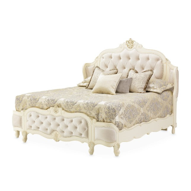 AICO Lavelle Queen Wing Mansion Bed in Classic Pearl image