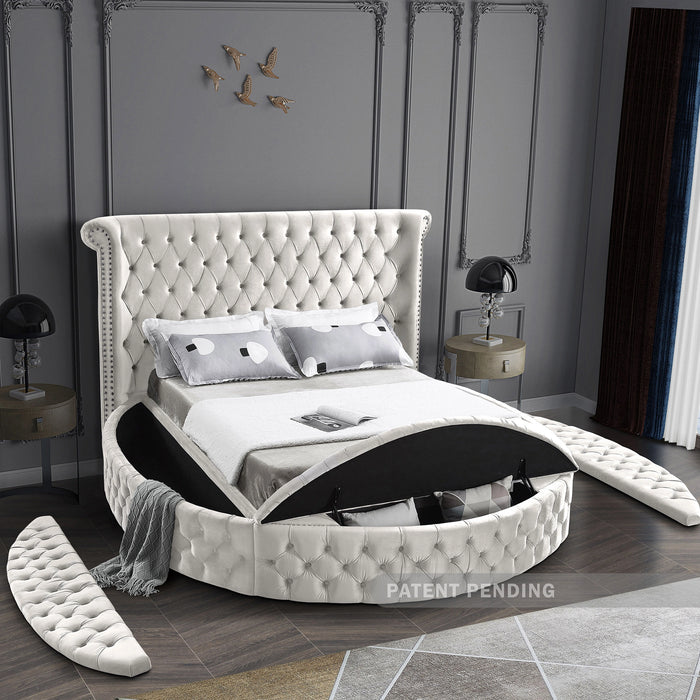 Luxus Cream Velvet Queen Bed (3 Boxes)