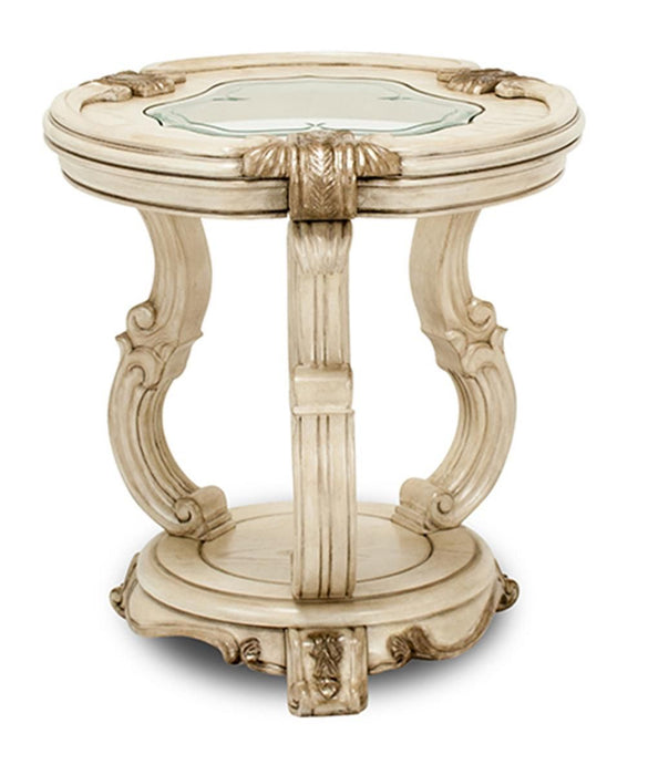 Aico Platine de Royale Chairside Table in Champagne - Bargain Furniture (Detroit, MI)