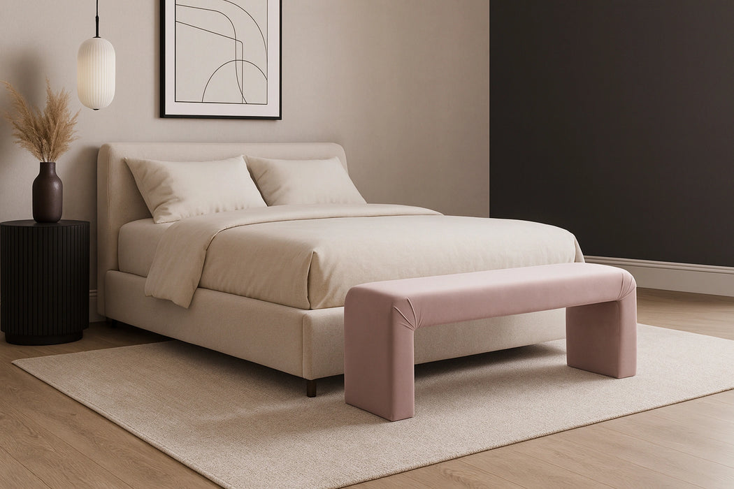 Minimalist Pink Velvet Bench